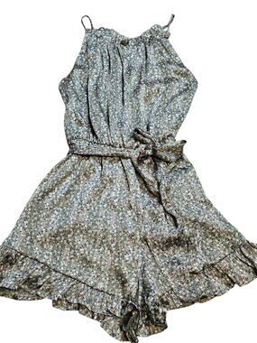 Allie Rose Green Floral Ruffle Romper SZ: M NWOT